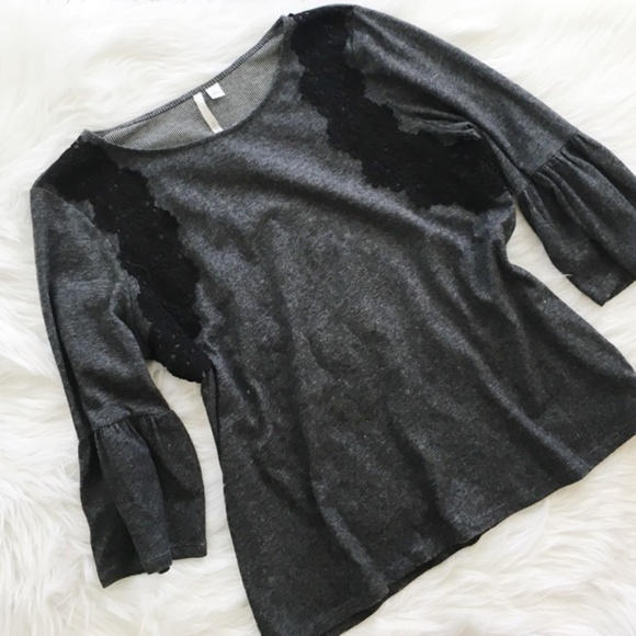 LC Lauren Conrad Tops - Lauren Conrad Bell Sleeve Lace Knit Blouse